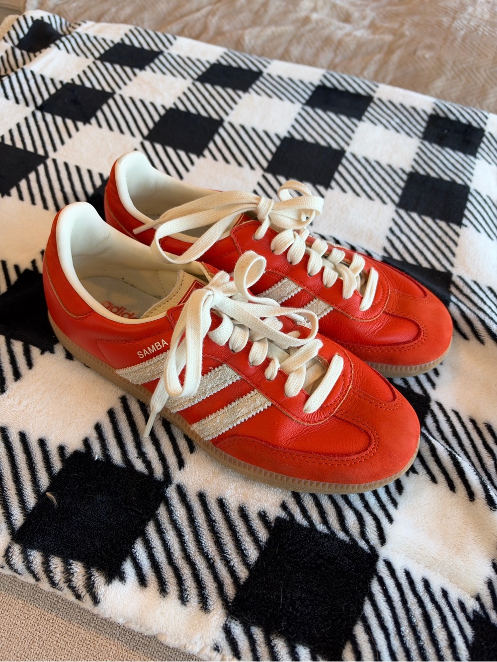 adidas Samba Women’s Sneakers — Orange/red with White Stripes